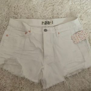 Free People White Jean Shorts